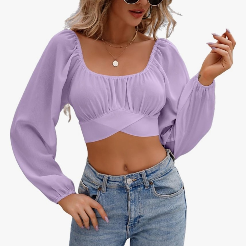 Off Shoulder Blouse Plus Size Ruffle Front Tie Puff Long Sleeve Off The Shoulder